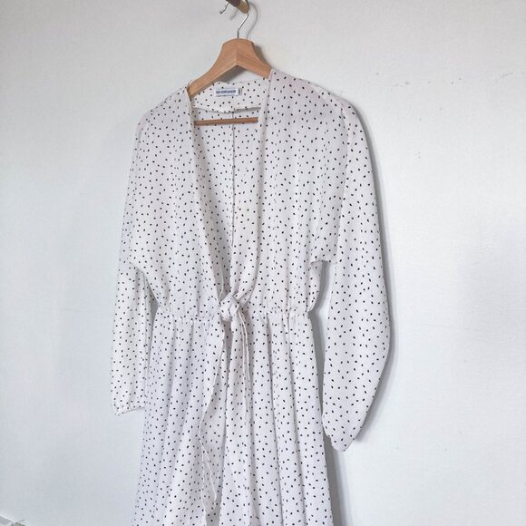 3 FOR $15 White polka dot sheer dress with front knot tie - Picture 2 of 11